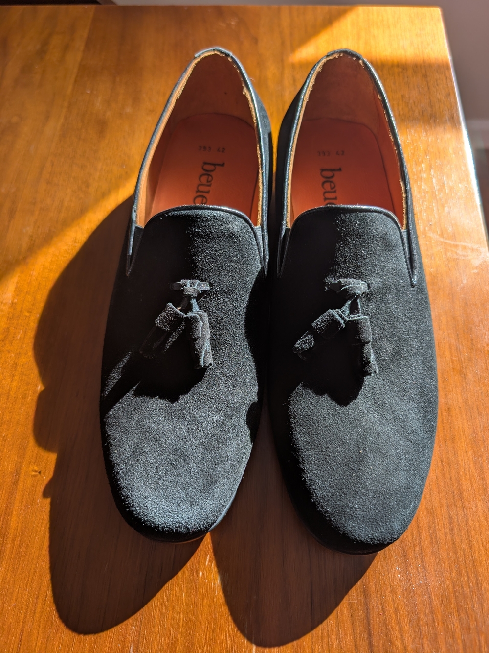 Beue Men’s Black Velvet Tassel Loafers EU 42 Made in France Style